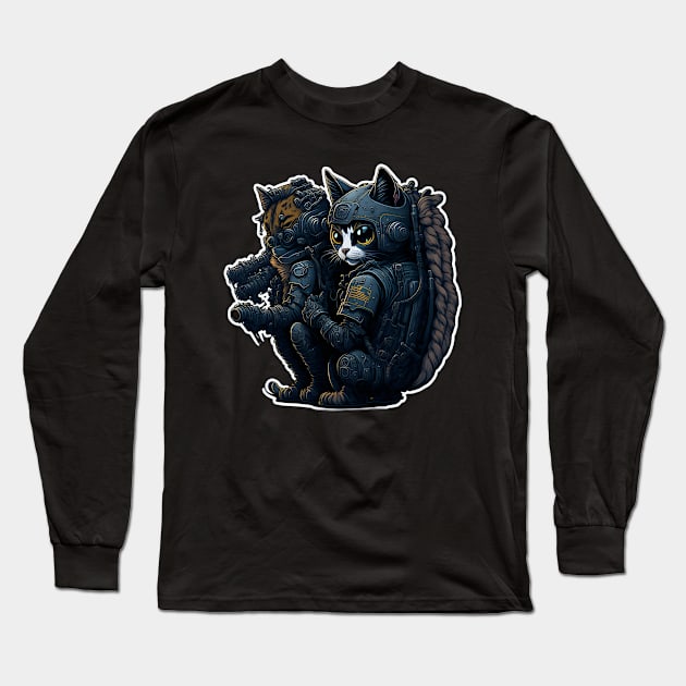 Mecha Cat_001 Long Sleeve T-Shirt by Kulturmagazine